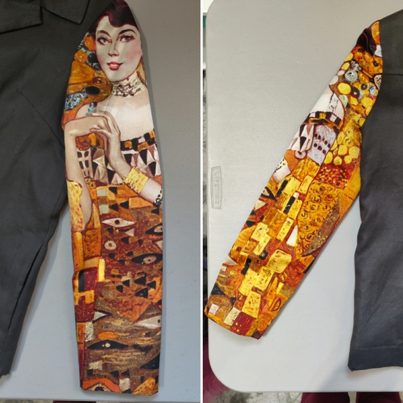 Medium Unique Linen & Silk Gustav Klimt Swing Jacket By St Louis Area Designer - Picture 14 of 14